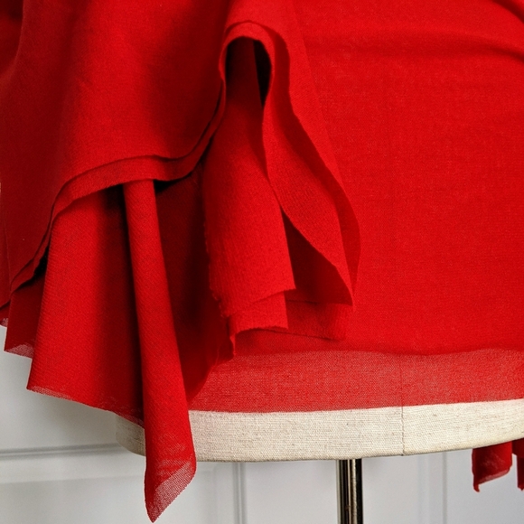 FUZZI Wrap Front V-Neckline Fine Mesh Knit Long Butterfly Bell Sleeves Red L NWT - Picture 13 of 16